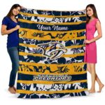 custom nashville predators floral stripes gold white blanket best selling