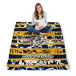 custom nashville predators floral stripes gold white blanket best selling