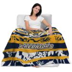 custom nashville predators floral stripes gold white blanket best selling