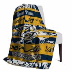custom nashville predators floral stripes gold white blanket best selling
