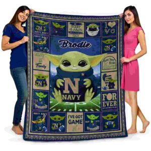 custom navy midshipmen baby yoda blue blanket fashion forward
