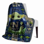 custom navy midshipmen baby yoda blue blanket best selling