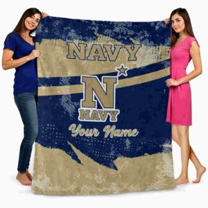 custom navy midshipmen grunge streaks blue blanket fashion forward