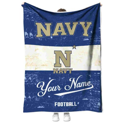 custom navy midshipmen grunge texture blue white blanket best selling