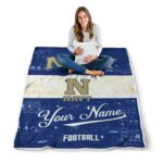 custom navy midshipmen grunge texture blue white blanket best selling