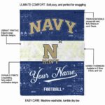 custom navy midshipmen grunge texture blue white blanket best selling