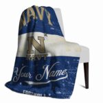 custom navy midshipmen grunge texture blue white blanket best selling
