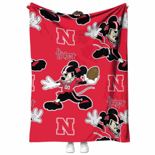 custom nebraska cornhuskers mickey red blanket best selling
