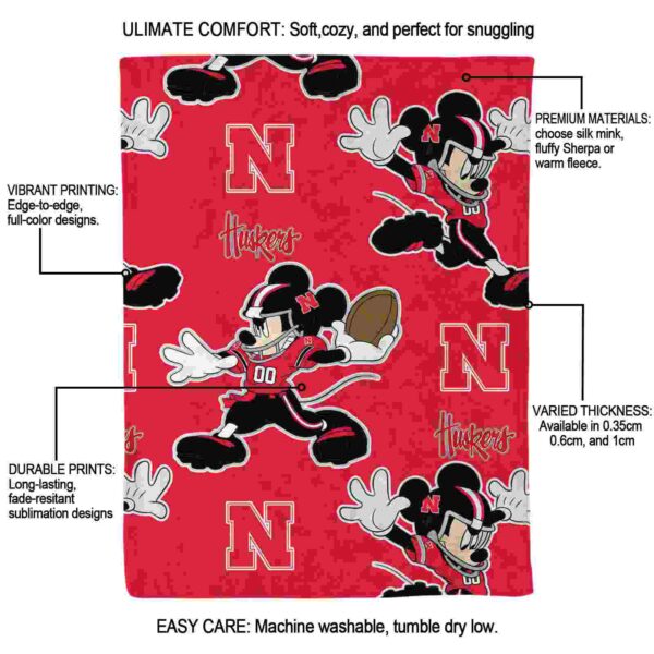 custom nebraska cornhuskers mickey red blanket new arrival