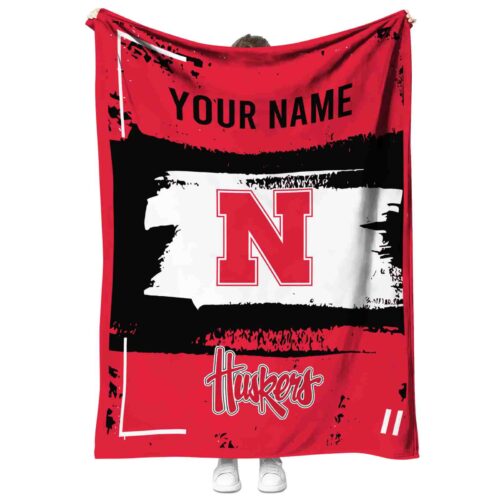 custom nebraska cornhuskers paint strokes red white blanket best selling