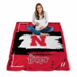 custom nebraska cornhuskers paint strokes red white blanket high quality