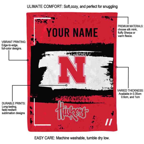 custom nebraska cornhuskers paint strokes red white blanket new arrival