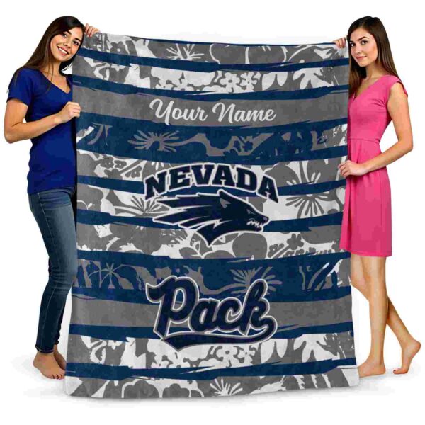 custom nevada wolf pack floral stripes blue white blanket fashion forward