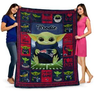 custom new england patriots baby yoda blue blanket fashion forward