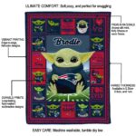 custom new england patriots baby yoda blue blanket new arrival