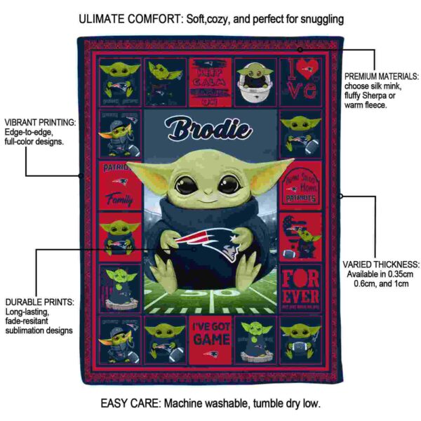 custom new england patriots baby yoda blue blanket new arrival