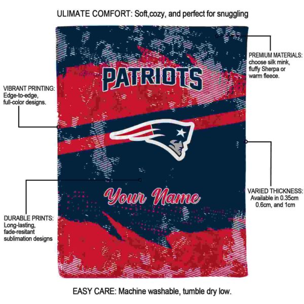 custom new england patriots grunge streaks blue blanket new arrival