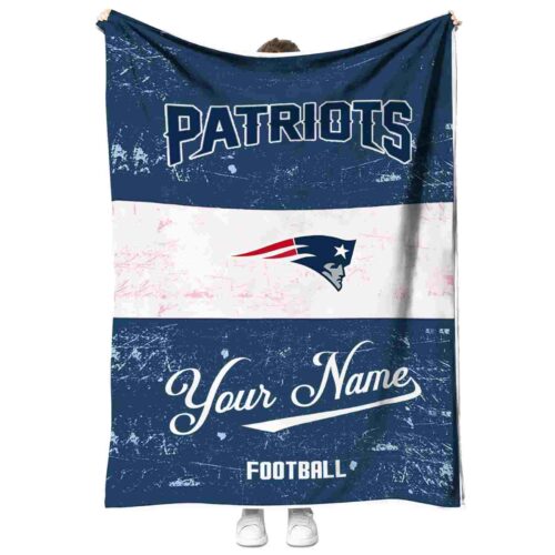 custom new england patriots grunge texture blue white blanket best selling