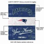 custom new england patriots grunge texture blue white blanket new arrival