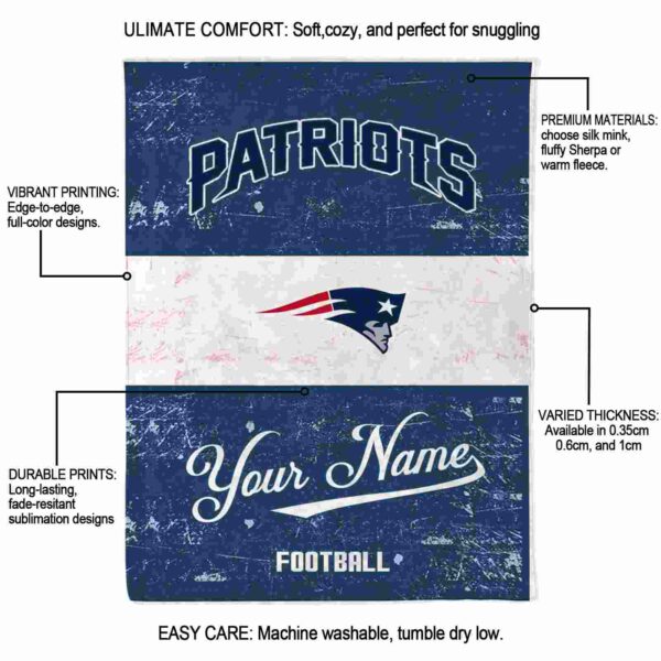 custom new england patriots grunge texture blue white blanket new arrival