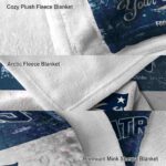 custom new england patriots grunge texture blue white blanket premium grade