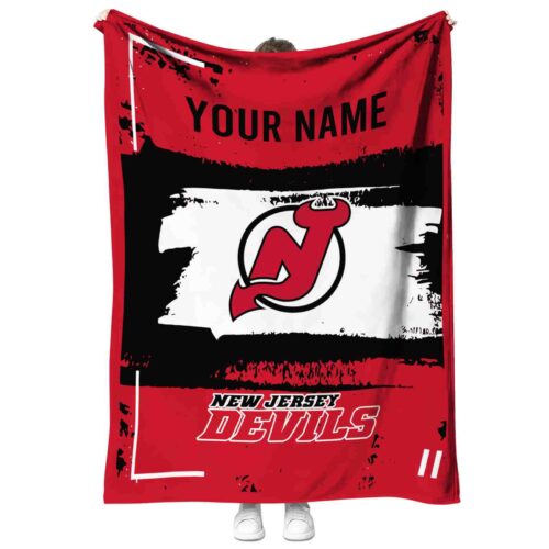 custom new jersey devils paint strokes red white blanket best selling