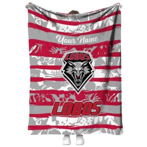 custom new mexico lobos floral stripes red white blanket best selling