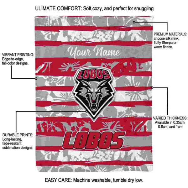 custom new mexico lobos floral stripes red white blanket new arrival