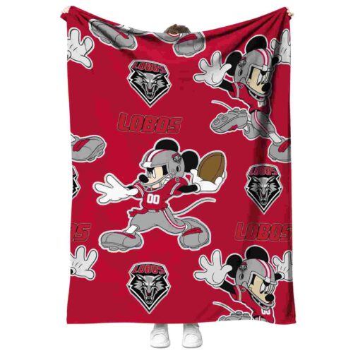 custom new mexico lobos mickey red blanket best selling