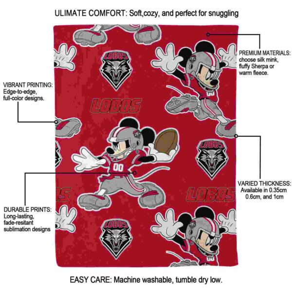 custom new mexico lobos mickey red blanket new arrival