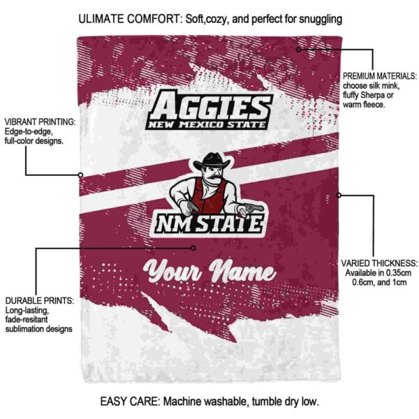 custom new mexico state aggies grunge streaks crimson blanket new arrival
