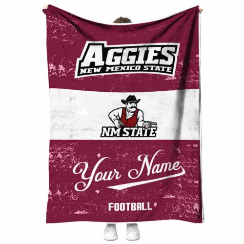 custom new mexico state aggies grunge texture crimson white blanket best selling