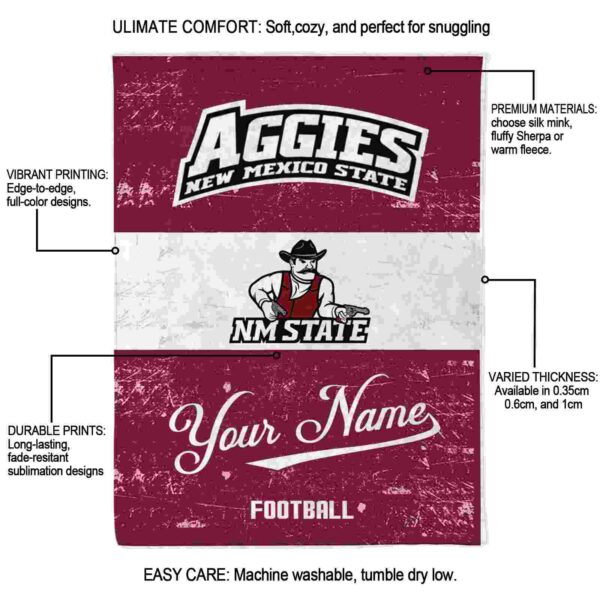 custom new mexico state aggies grunge texture crimson white blanket new arrival