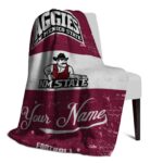 custom new mexico state aggies grunge texture crimson white blanket top rated