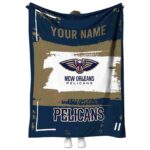 custom new orleans pelicans paint strokes navy white blanket best selling