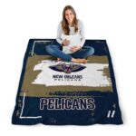 custom new orleans pelicans paint strokes navy white blanket best selling