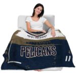 custom new orleans pelicans paint strokes navy white blanket best selling