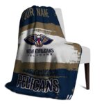 custom new orleans pelicans paint strokes navy white blanket best selling