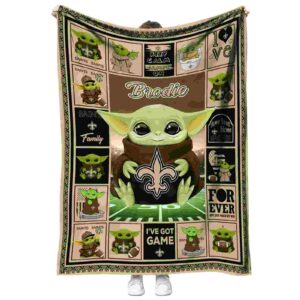 custom new orleans saints baby yoda gold blanket best selling