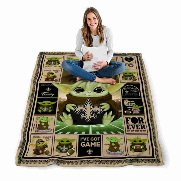 custom new orleans saints baby yoda gold blanket high quality