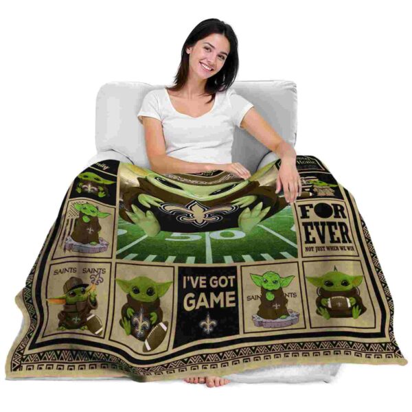 custom new orleans saints baby yoda gold blanket latest model