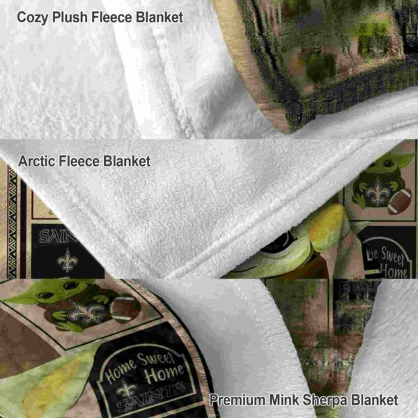 custom new orleans saints baby yoda gold blanket premium grade