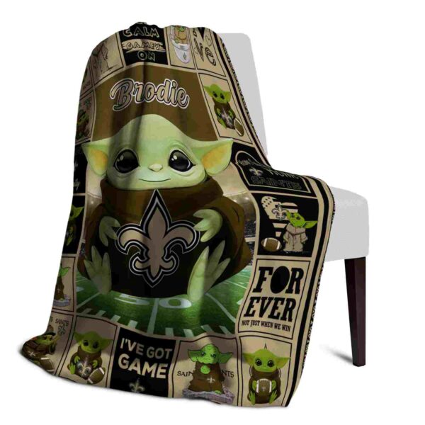 custom new orleans saints baby yoda gold blanket top rated