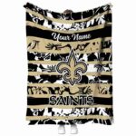 custom new orleans saints floral stripes gold white blanket best selling
