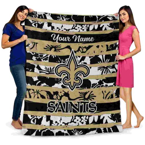 custom new orleans saints floral stripes gold white blanket fashion forward