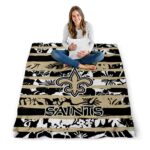 custom new orleans saints floral stripes gold white blanket high quality