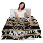 custom new orleans saints floral stripes gold white blanket latest model