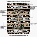 custom new orleans saints floral stripes gold white blanket new arrival