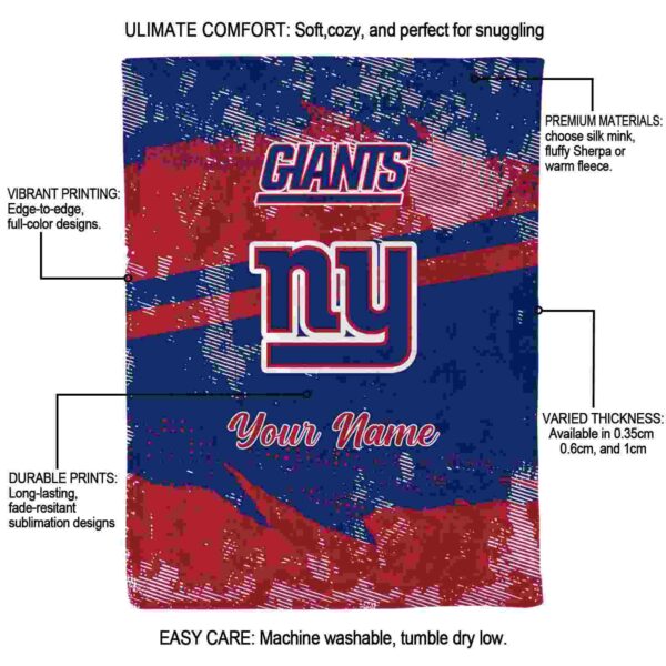 custom new york giants grunge streaks blue blanket new arrival