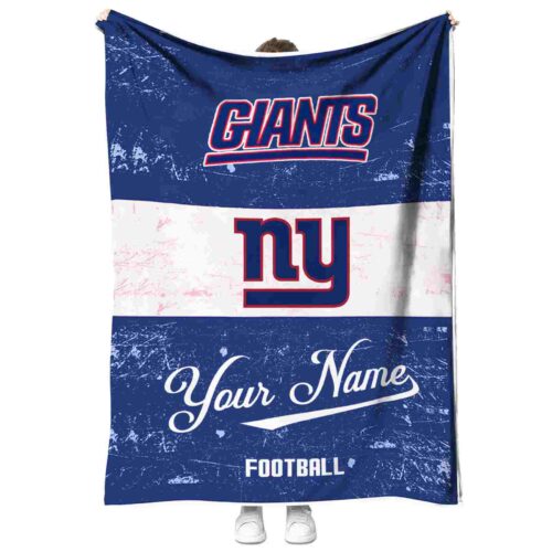 custom new york giants grunge texture blue white blanket best selling